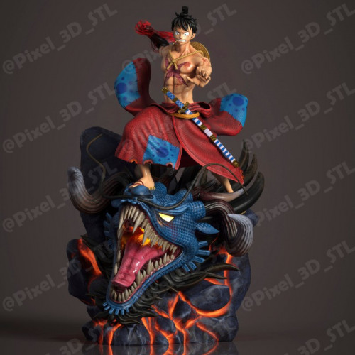 Фигурка Монки Д. Луффи на голове Кайдо из One Piece — 3D-печать Montara