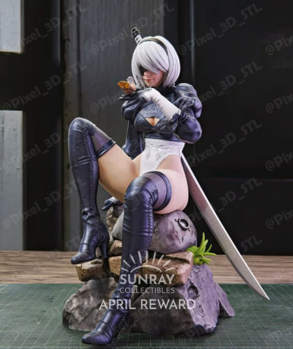 Фигурка 2B сидящая с мечом из NieR Automata — 3D-печать Montara