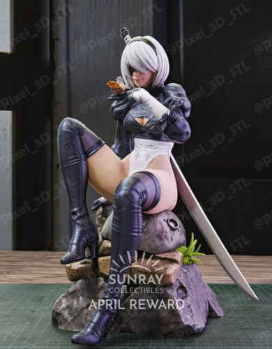 Фигурка 2B сидящая с мечом из NieR Automata