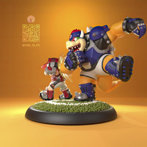 Фигурка Марио и Боузер на футбольном поле из Mario Strikers, изображение 2