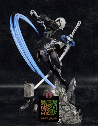 Фигурка 2B в атаке из NieR: Automata