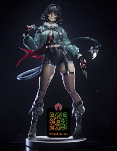 Фигурка Джейн Доу с клинками и хвостом из Zenless Zone Zero